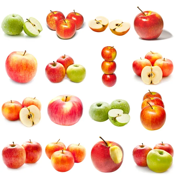 Äpfel Sammlung Isoliert Auf Weißem Hintergrund — Stockfoto