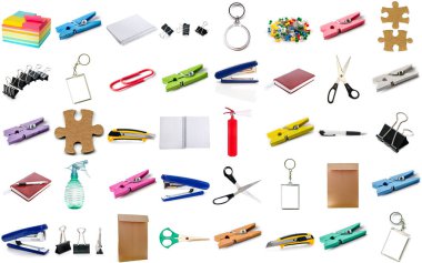 Ofis koleksiyonu beyaz arkaplanda izole edildi