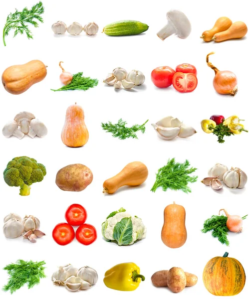 Vegetables Collection Isolated White Background Stock Image