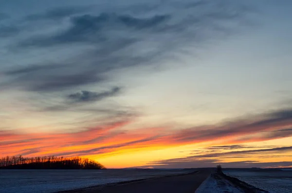 Beautiful Sunset Winter Field — Stock Photo, Image