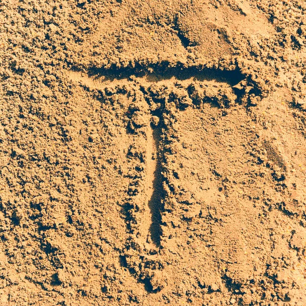 Alfabetet Bokstaven Tillverkad Sand — Stockfoto