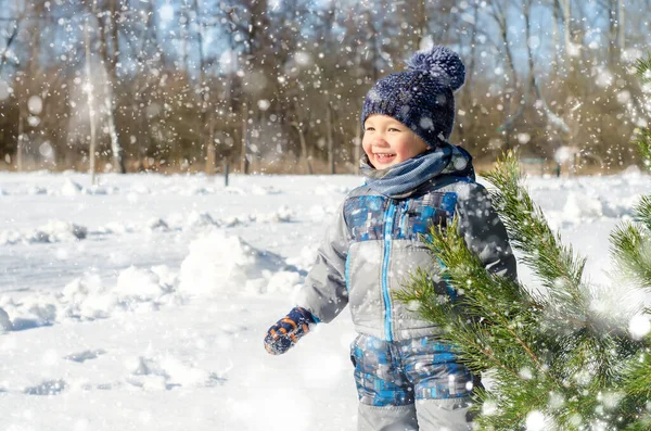 Niño Pequeño Parque Invierno — Foto de Stock