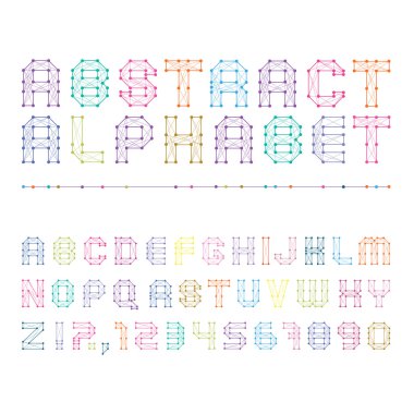 Numaraları ile renkli soyut alfabesi