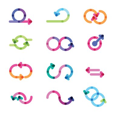 Renkli yuvarlak kapalı okları kümesi