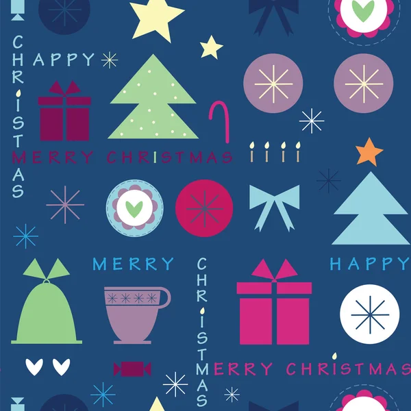 Σκούρο μπλε Χριστούγεννα χωρίς ραφή πρότυπο με το κείμενο — Διανυσματικό Αρχείο