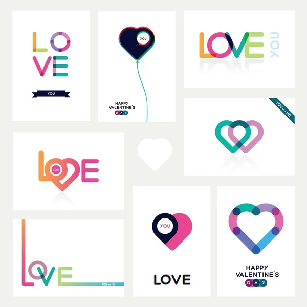 Huit cartes lumineuses pour la Saint-Valentin — Image vectorielle