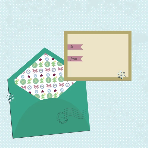 Enveloppe de message avec un motif de Noël — Image vectorielle