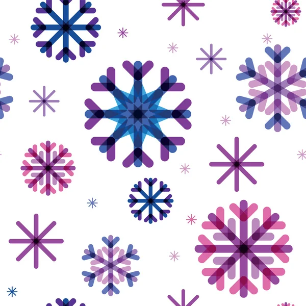 Seamless pattern from color beautiful snowflakes — Stock Vector