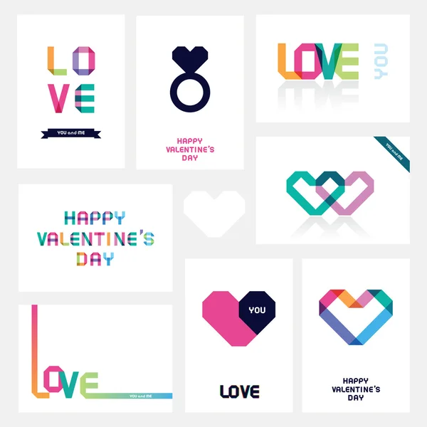 Set of cards by St. Valentine's Day — Stock Vector