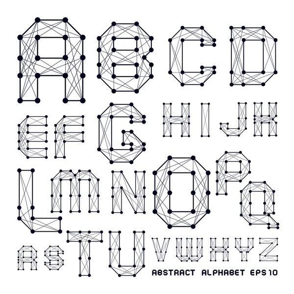 El alfabeto abstracto con puntos y líneas cruzadas — Vector de stock
