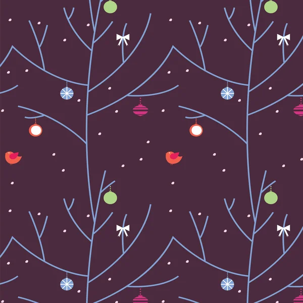 The festive wood during a blizzard a seamless pattern — Stock Vector