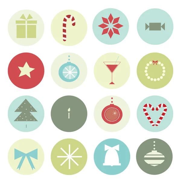 Motivos navideños vintage en un círculo de paisajes — Vector de stock