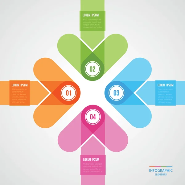 Design moderno de um modelo com quatro setas dirigidas ao cen —  Vetores de Stock