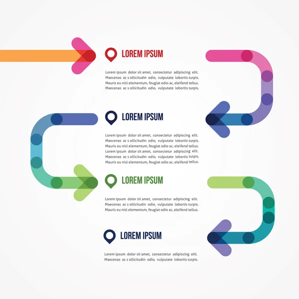 Modèle avec quatre options les flèches connectées — Image vectorielle