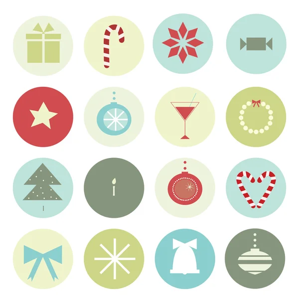 Vintage Christmas motives in a circle for scenery — Stock Vector