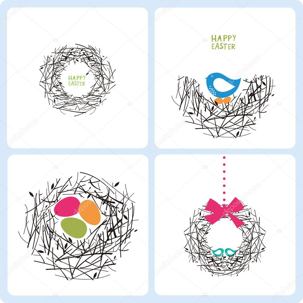four easter cards on a white background