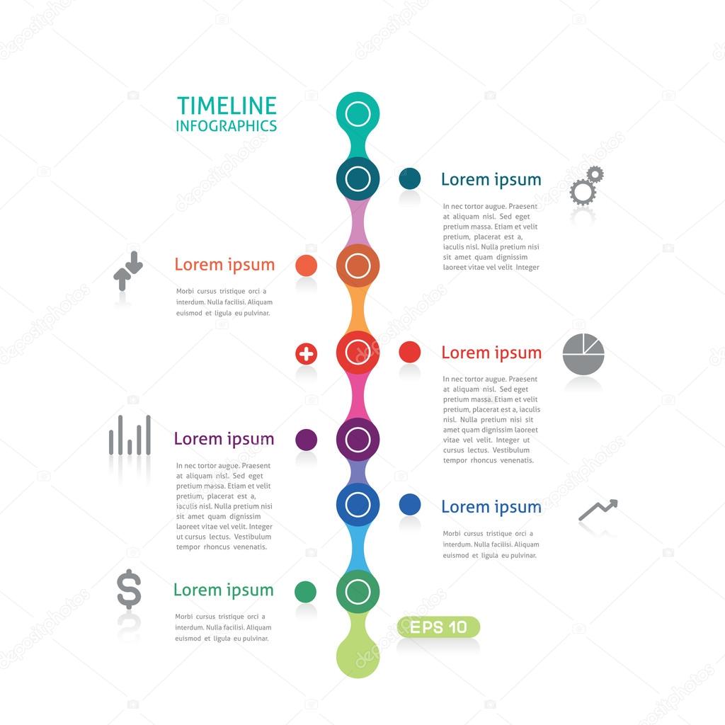 Timeline infographics with six points