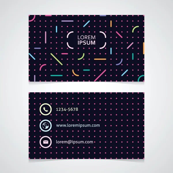 The modern business card with an abstract pattern against a dark — Stock Vector