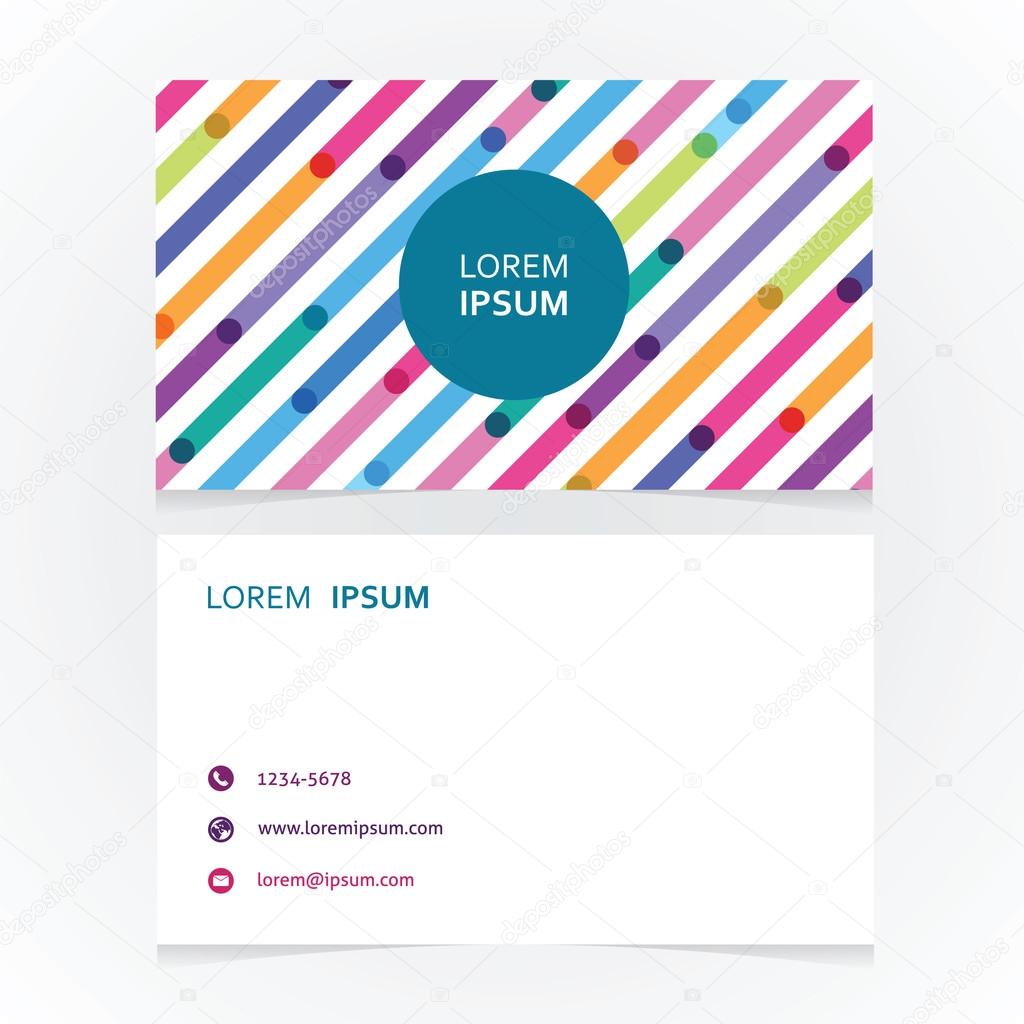 the modern simple business card with a striped seamless colorful