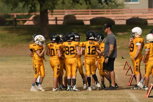 Παιδιά Που Παίζουν Pop Warner Τοπικό Πρωτάθλημα Και Μαθαίνουν Τις — Φωτογραφία Αρχείου