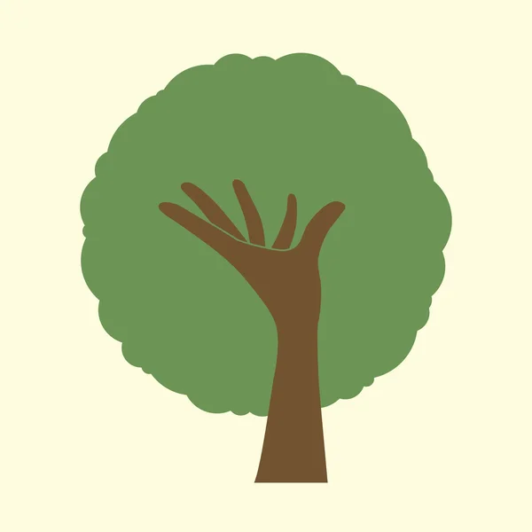 Mano y árbol — Vector de stock