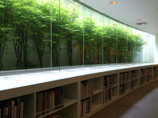Bibliotek med gröna träd — Stockfoto