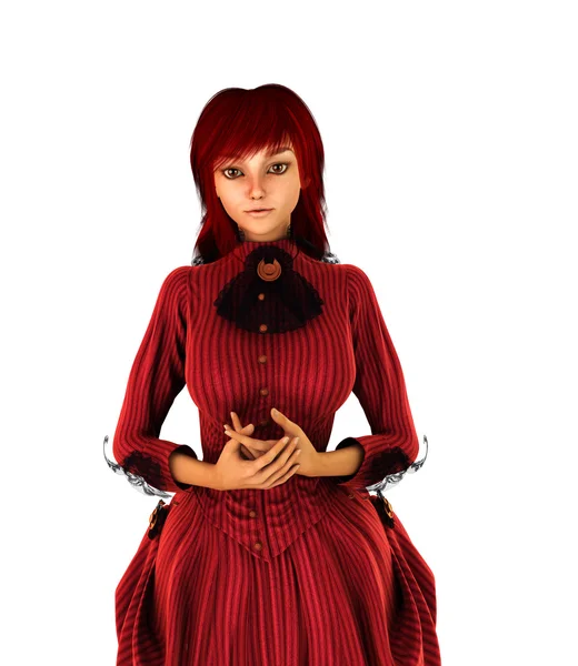 Rödhårig tjej i sin tur av talet kläder — Stockfoto