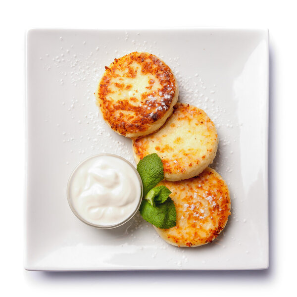 Оладьи с сыром и сметаной
