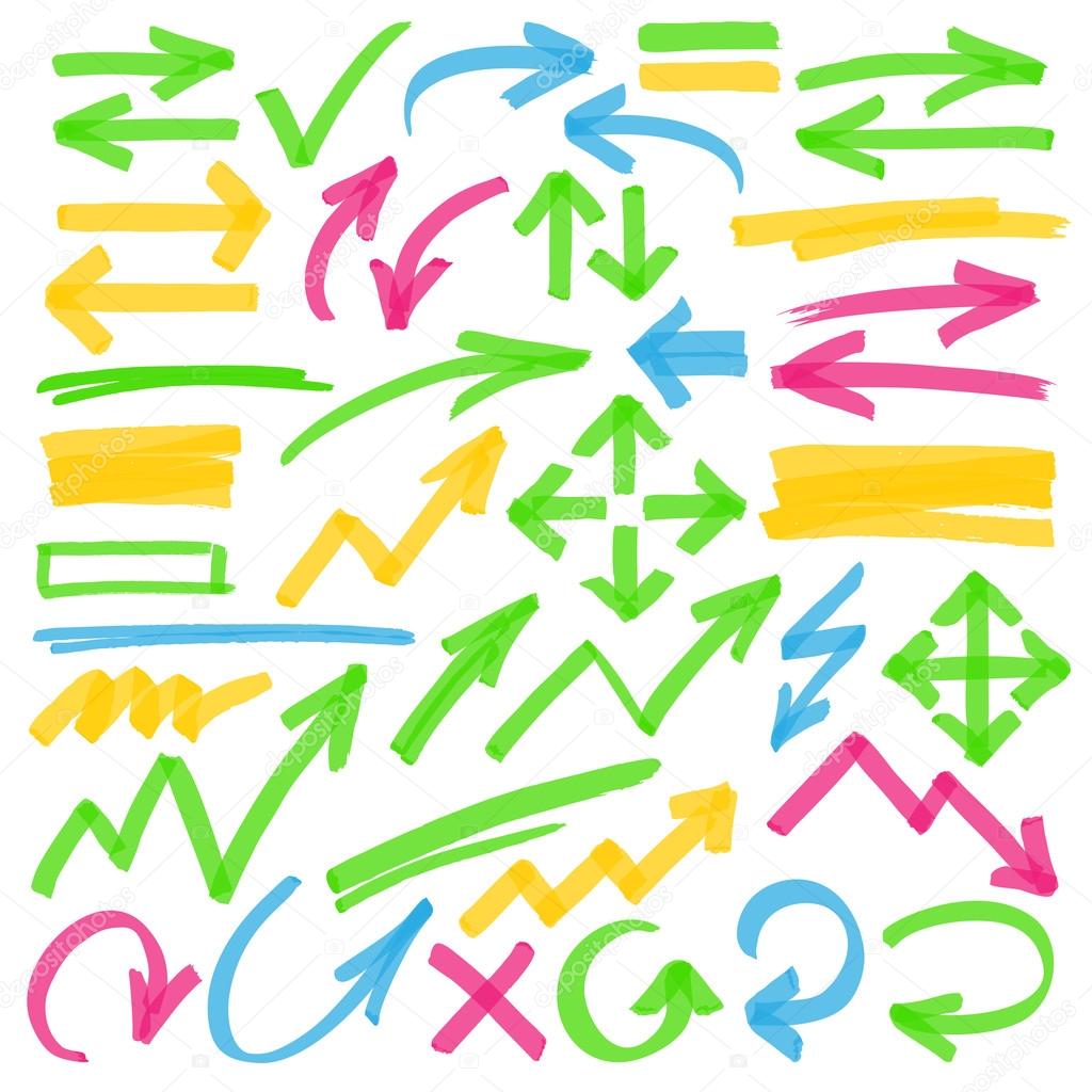 Highlighter Arrows and Marking Design Elements