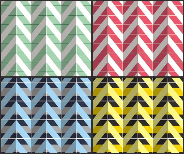 Ensemble de motifs sans couture en chevrons Zigzag — Image vectorielle