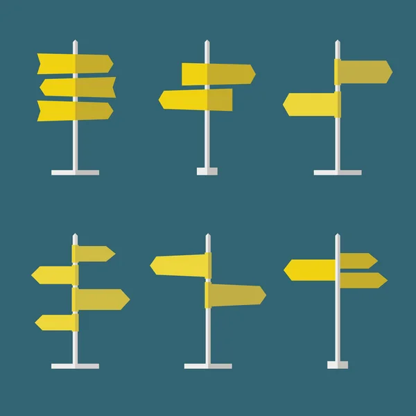 Panneaux de signalisation Icône plate Set — Image vectorielle