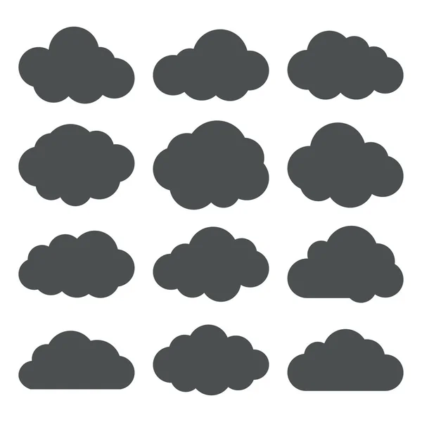 Coleção Cloud Shapes. Conjunto de ícones de nuvem plana . —  Vetores de Stock