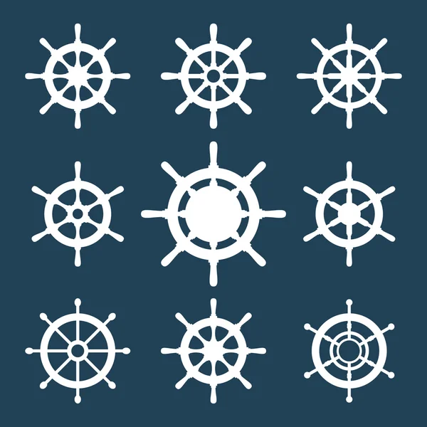 Conjunto de iconos vectoriales de timón de barco — Archivo Imágenes Vectoriales