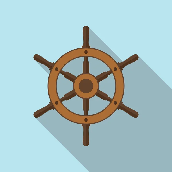 Ícone plano do vetor do leme do navio — Vetor de Stock
