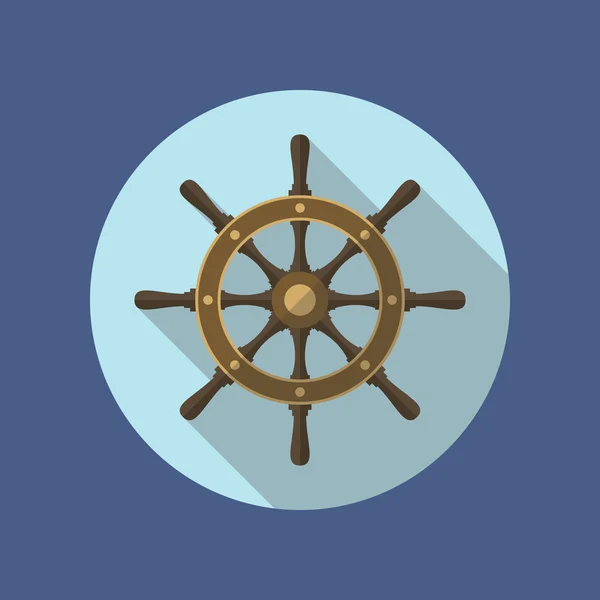 Icona piatta vettoriale del timone della nave — Vettoriale Stock