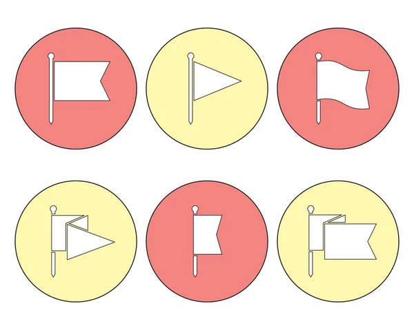 Bandera Pin Vector Set de iconos planos — Vector de stock