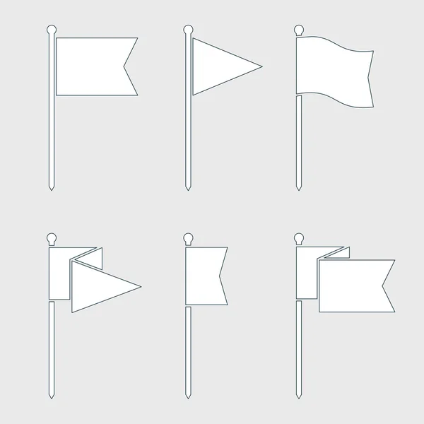 Bandera Pin Vector Set de iconos planos — Vector de stock