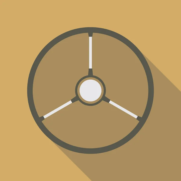 Retro Car Steering Wheel Icon Flat Symbol — Stock Vector