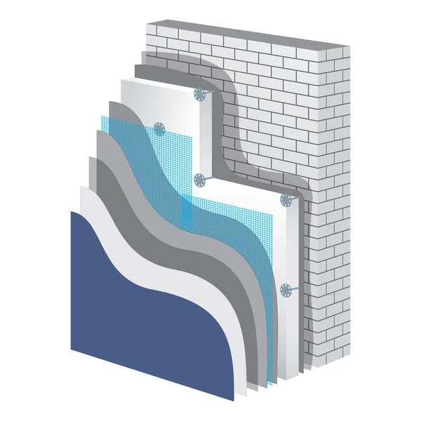 Isolamento termico. Illustrazione del vettore di isolamento del polistirene — Vettoriale Stock