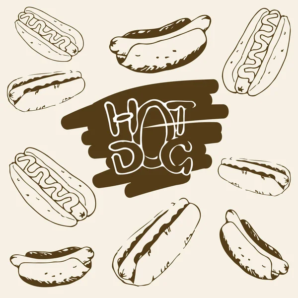 Illustration dessinée à la main Hot Dog — Image vectorielle