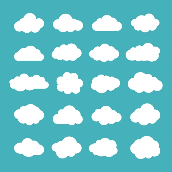 Conjunto de ícones de nuvens planas. Cloud Shapes coleção . —  Vetores de Stock