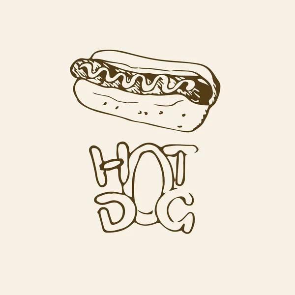 Illustrazione disegnata a mano hot dog — Vettoriale Stock