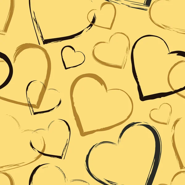 Золотой бесшовный узор с сердцем — стоковый вектор