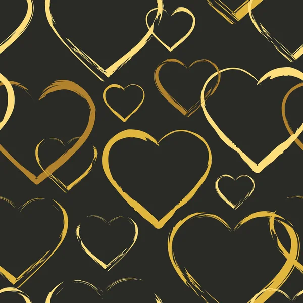 Motif sans couture avec des cœurs dorés — Image vectorielle