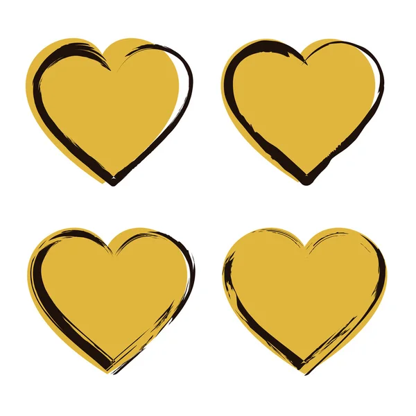 Zlaté srdce sada ikon — Stockový vektor
