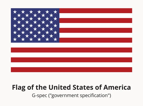 Bandera de Estados Unidos o Bandera Americana en proporción y colores correctos — Archivo Imágenes Vectoriales