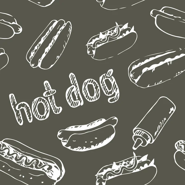 Modello senza soluzione di continuità con hot dog — Vettoriale Stock