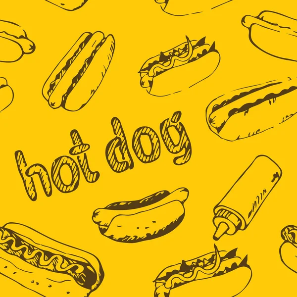 Modello senza cuciture Hot Dog — Vettoriale Stock