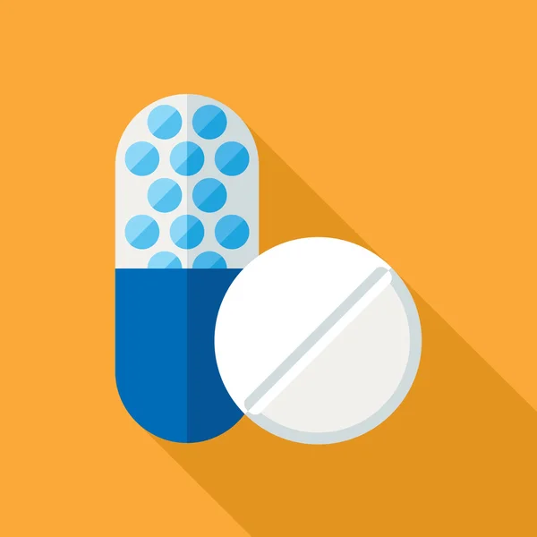 Orvosi tabletták lapos ikon — Stock Vector