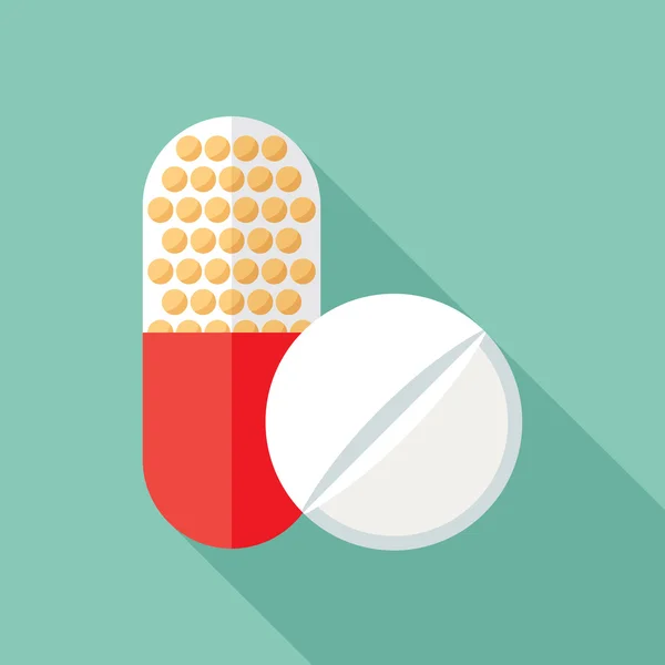 Pilules médicales Icône plate — Image vectorielle